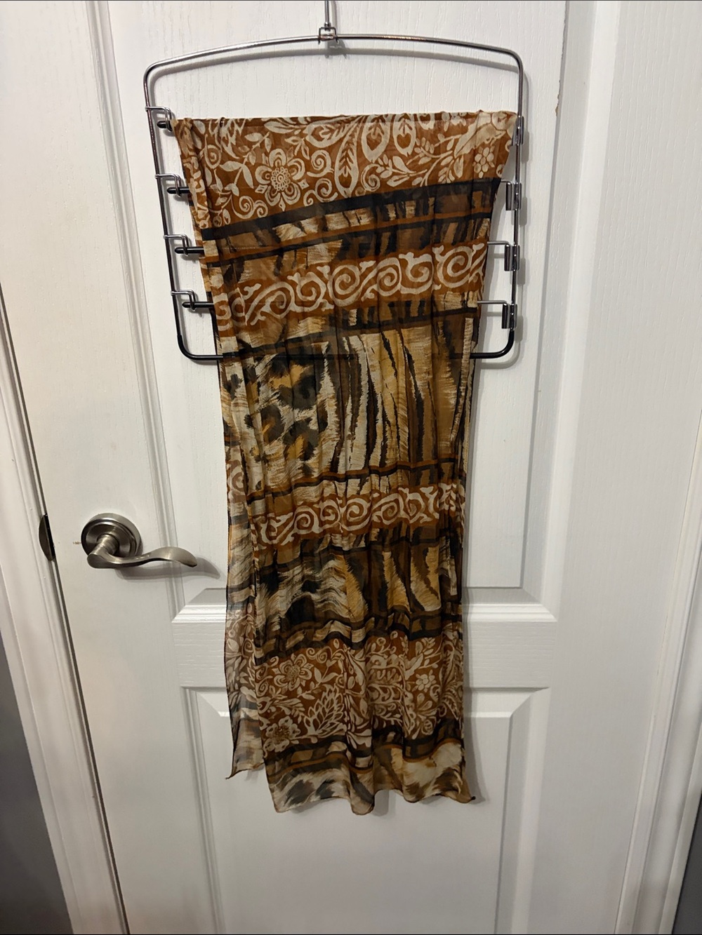 Women's Brown Patterned Maxi Skirt